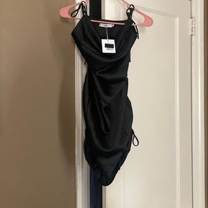 Adika black slip dress with adjustable ties